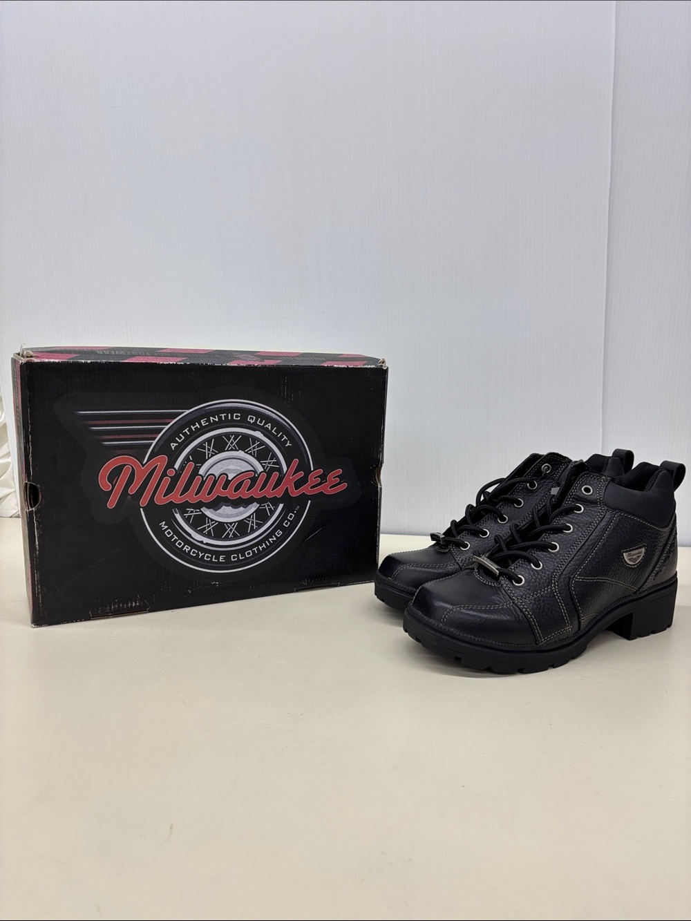 Milwaukee Women's Black Combat Moto Boots